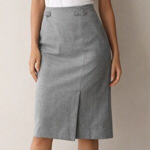 Tabi International Grey Wool Pencil Skirt Size 14 Woolmark Office Career Midi